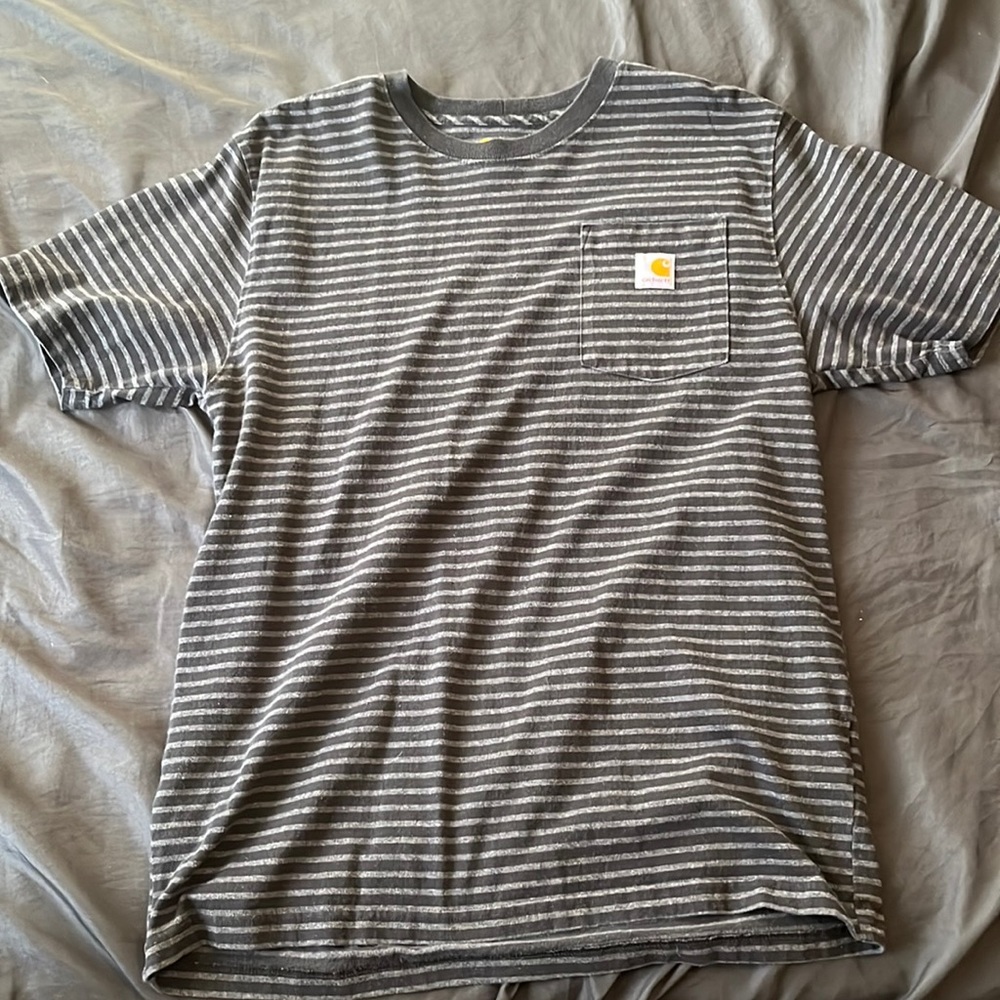 medium heavy duty striped carhartt shirt